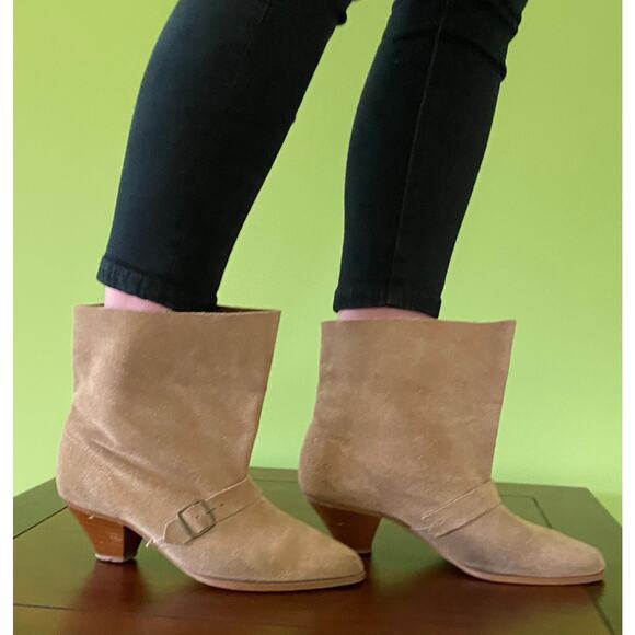 Slouchy Suede Ankle Boots with Low Cone Heel - Picture 3 of 10